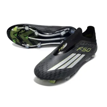 adidas F50 Elite Laceless FG Core Black Iron Metallic Solar Green