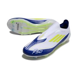 adidas F50 Elite Laceless FG White Blue Volt