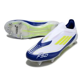 adidas F50 Elite Laceless SG White Blue Volt