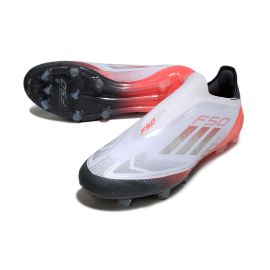 adidas F50 Elite Laceless FG - White/Silver/Red